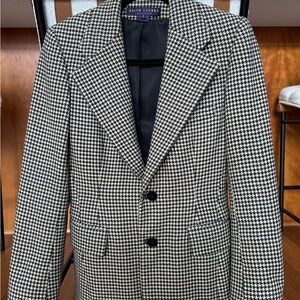 Ralph Lauren Collection houndstooth 100% cashmere blazer purple label black